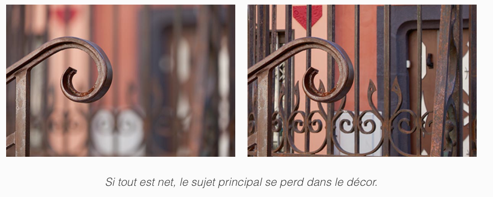 Comparaison de profondeur de camp entre deux images