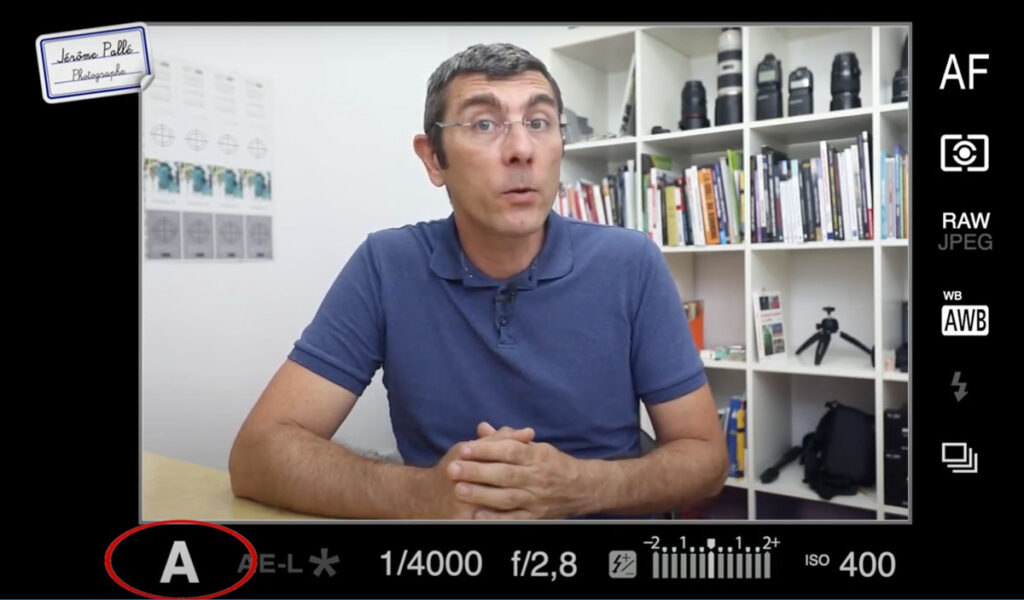 Réglages pour figer l'eau en programme d'exposition priorité ouverture